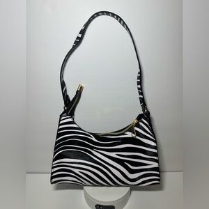 Stylish Black and White Zebra Print Shoulder Bag
